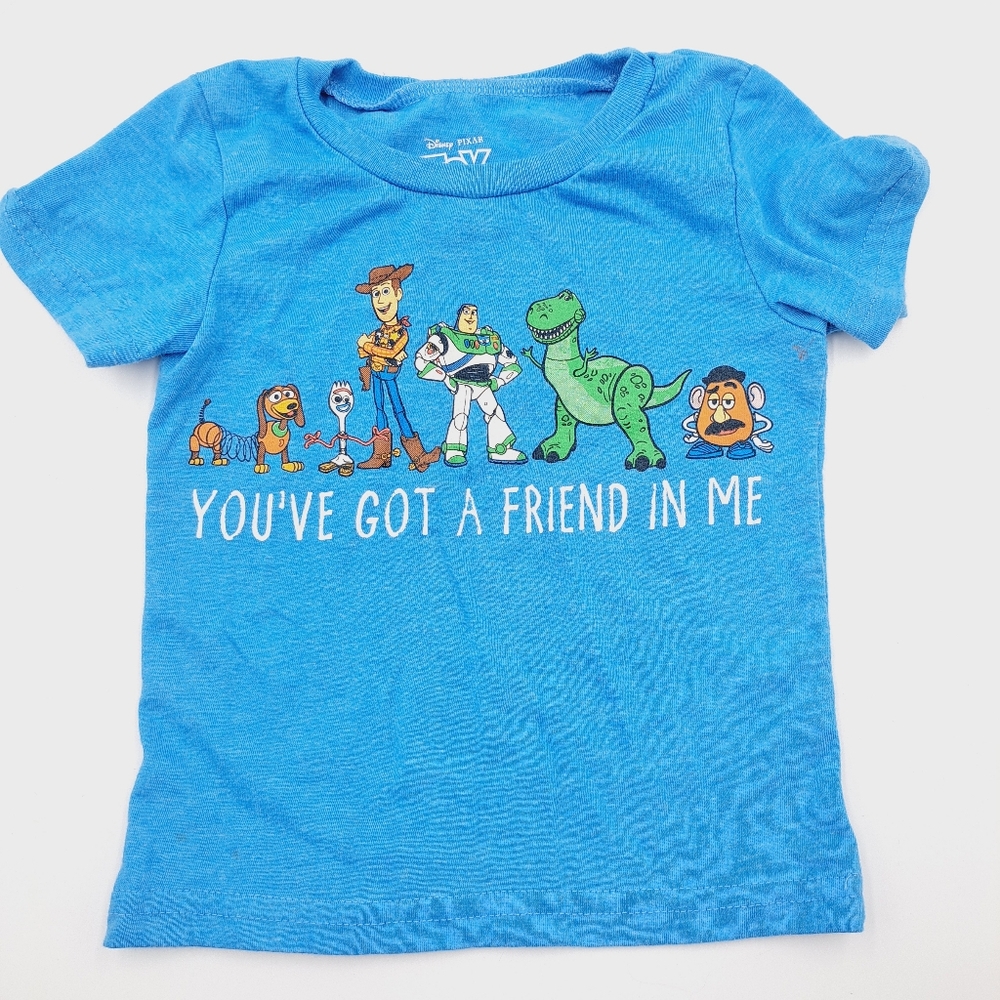 4/$20 Disney Pixar Toy Story, You Got A Friend In Me Kids Blue T-Shirt Size 12M